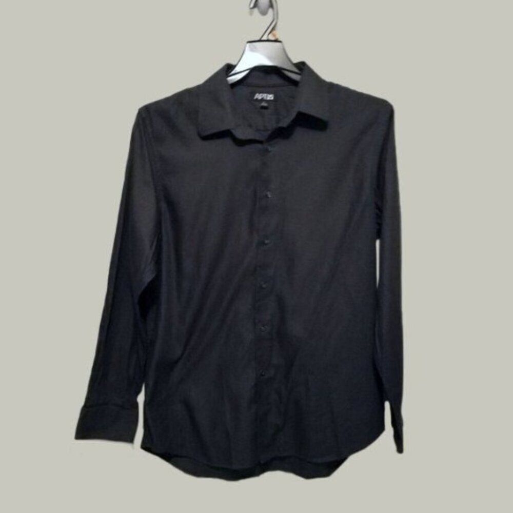 Apt 9 Mens Button Down Shirt Dark Gray Pin Stripe